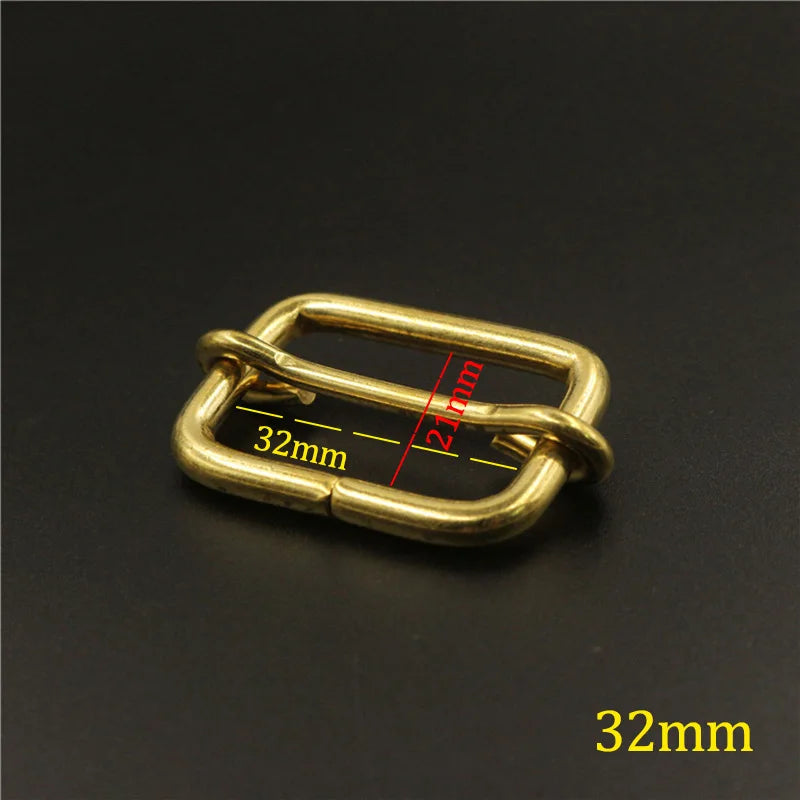 Brass Tri-glides Bar Buckle Slider Sliding Center Bar Strap Adjuster Buckle for Leather Craft Bag Shoulder Belt Strap Webbing