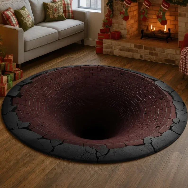 3D Rug Round Rug Big Crack Rug Deep Hole Rugs Illusion Rug Huge Crack Rug Optical Illusion Rug Water Rug 3D Look Crack Rugs