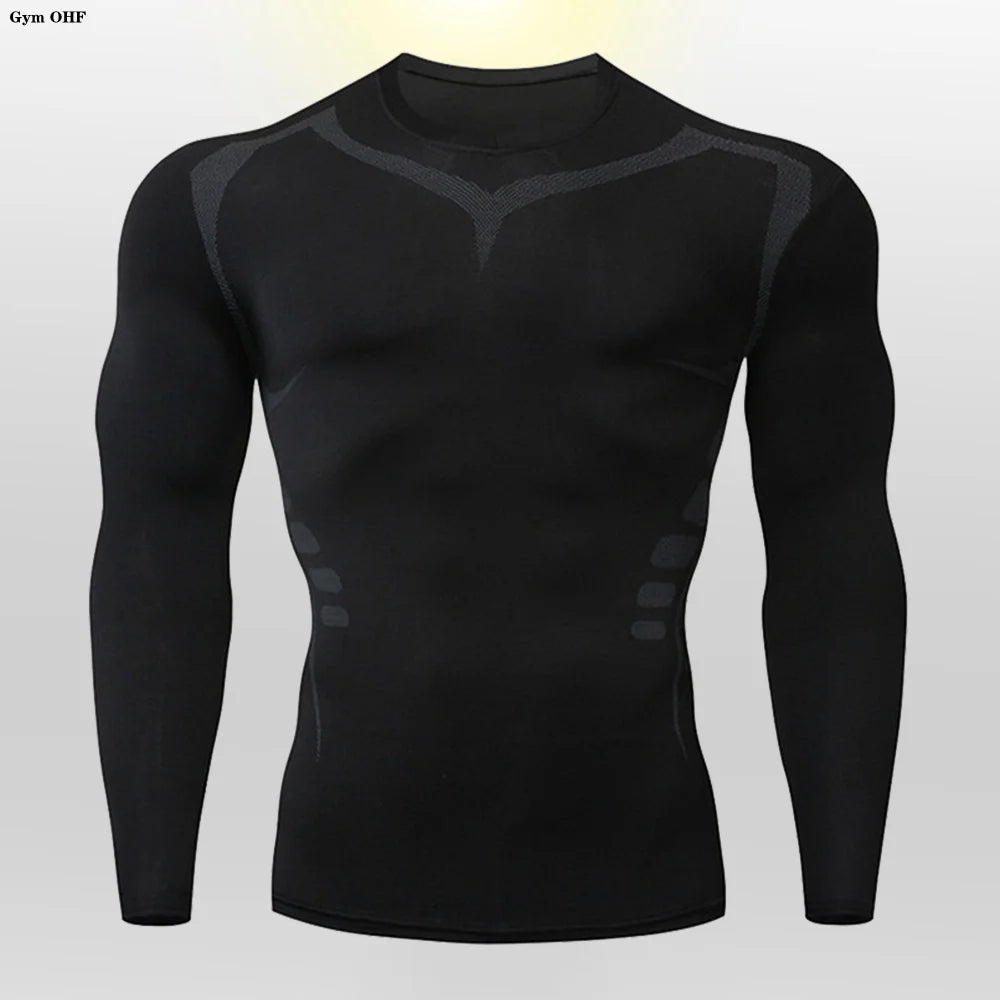 Gym Fitness T shirt Men's Short Sleeve Summer Boxing Jersey Legging Men Rashguard Compression Pants Quick Dry Tight T-shirts Men