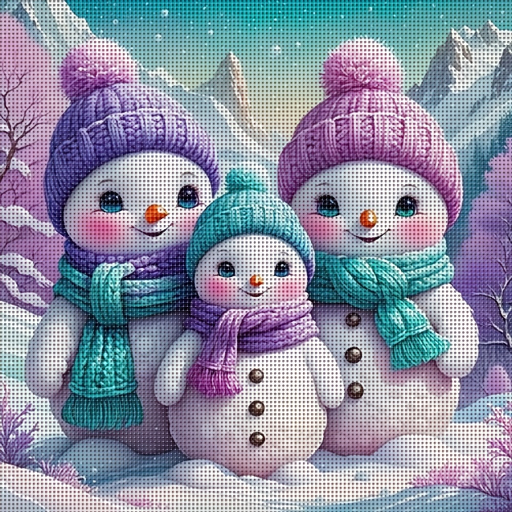 1 Set - Cute Snowman Theme Cross Stitch Painting Kit, DIY Art Needlework Supplies, High-Quality Embroidery Threads, Craft for Beginners and Experts. Full Home Decor Printed Embroideries Suitable as Wall Hangings in Entryway,