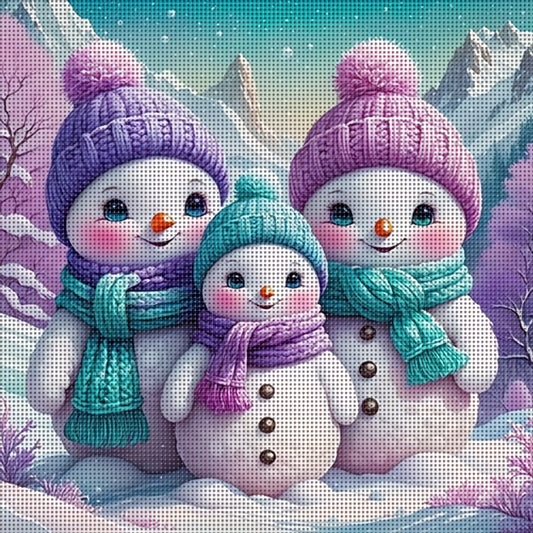 1 Set - Cute Snowman Theme Cross Stitch Painting Kit, DIY Art Needlework Supplies, High-Quality Embroidery Threads, Craft for Beginners and Experts. Full Home Decor Printed Embroideries Suitable as Wall Hangings in Entryway,