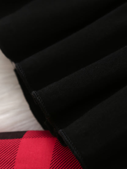 Adorable Baby Girl Christmas Outfit - Cozy Long-Sleeve Dress with "My 1st Christmas" Tree Print, Matching Checkered Pants & Red Bow Tie Scarf - Perfect Holiday Set for Newborns, Baby Girl Christmas Clothes, Perfect for Outdoo