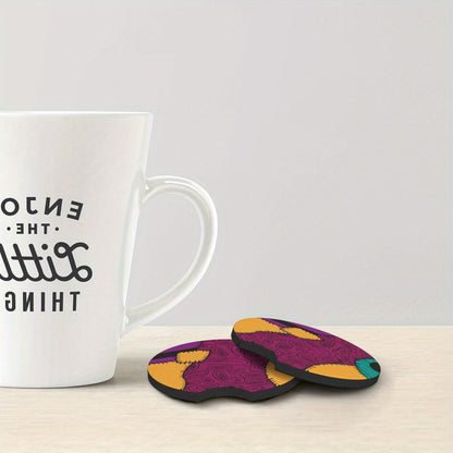 6-Piece Complete Car Decoration Kit - Soft Polyester Steering Wheel Cover, Center Console Pad, Cup Holder Coasters, and More - No Filler, Durable, and Easy to Clean Nightmare Before Christmas Accessories