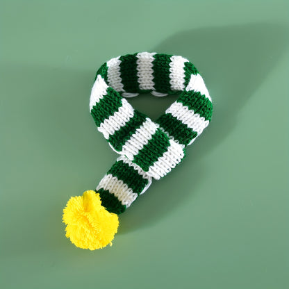 1pc Cozy Winter Knit Scarf Bib - Bandanas for Large Dogs - Striped Collar, Warm, Pet New Year and Christmas Accessories