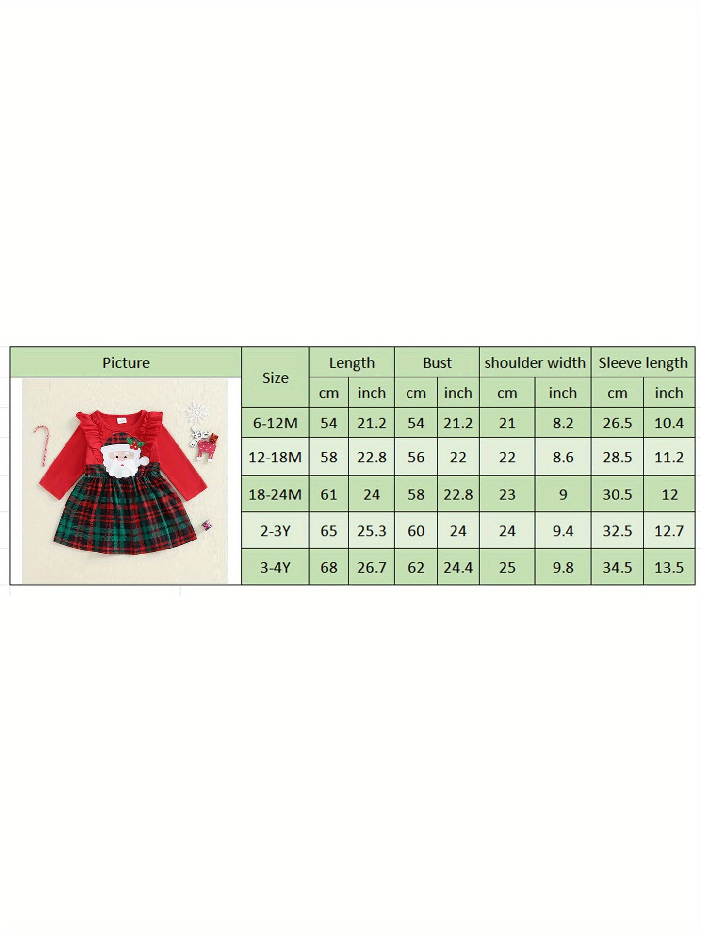 Baby Girl Christmas Dress with Santa Hat & Plaid Skirt - Long Sleeve A-Line Winter Outfit, Ruffle Trim, Knee-Length, Red & Green Checkered Design, Perfect for Fall & Winter, Baby Girl Christmas Clothes, Holiday Infant Wear, P