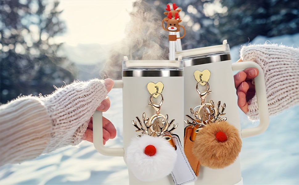 5pcs Christmas Accessories Set for Tumbler Cup - Silicone Straw Cover, Cup Boot, Lipstick Holder, Charms for 40oz & 30oz Tumblers - Ideal for Women, Perfect for Christmas, Thanksgiving, Valentine'S Day, Mother'S Day