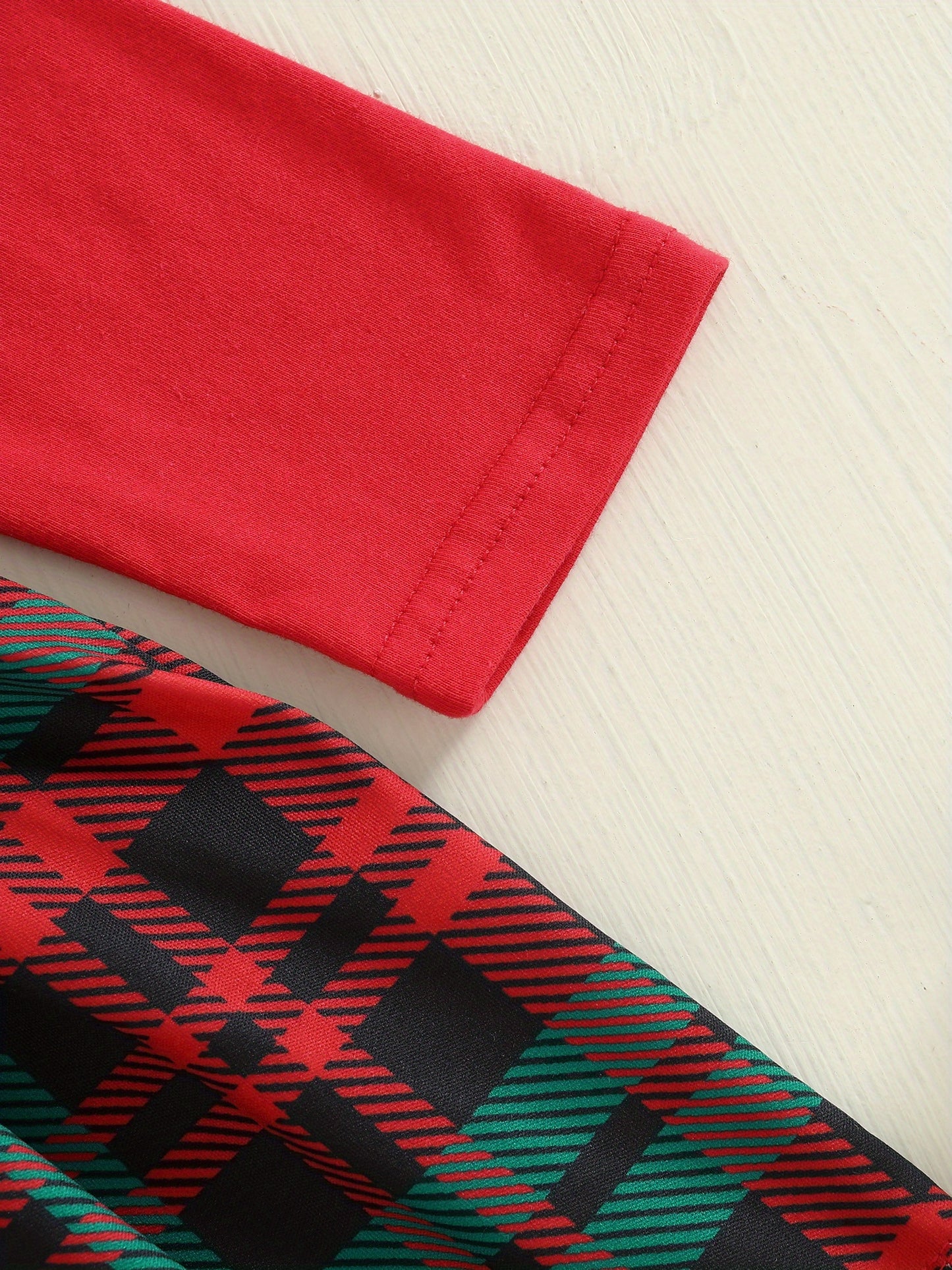Baby Girl Christmas Dress with Santa Hat & Plaid Skirt - Long Sleeve A-Line Winter Outfit, Ruffle Trim, Knee-Length, Red & Green Checkered Design, Perfect for Fall & Winter, Baby Girl Christmas Clothes, Holiday Infant Wear, P