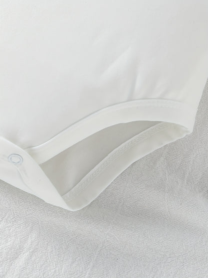 1pc Baby Long Sleeve Romper - Thanksgiving, Halloween, Christmas & Birthday Outfit with Custom Logo/Text - Soft Grey Onesie for Newborns, Infants, Toddlers - Easy Button Closure - Perfect for Photoshoots, Family Gatherings, E