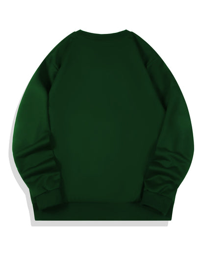 Men's Christmas Santa Claus & Reindeer Print Sweater, Oversized Round Neck Casual Pullover, 'Merry Christmas' Lettering Loose Fit Winter Warmth, Machine Washable Holiday Party Outfit, Christmas Clothes Festive Clothing