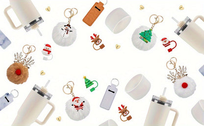 5pcs Christmas Accessories Set for Tumbler Cup - Silicone Straw Cover, Cup Boot, Lipstick Holder, Charms for 40oz & 30oz Tumblers - Ideal for Women, Perfect for Christmas, Thanksgiving, Valentine'S Day, Mother'S Day