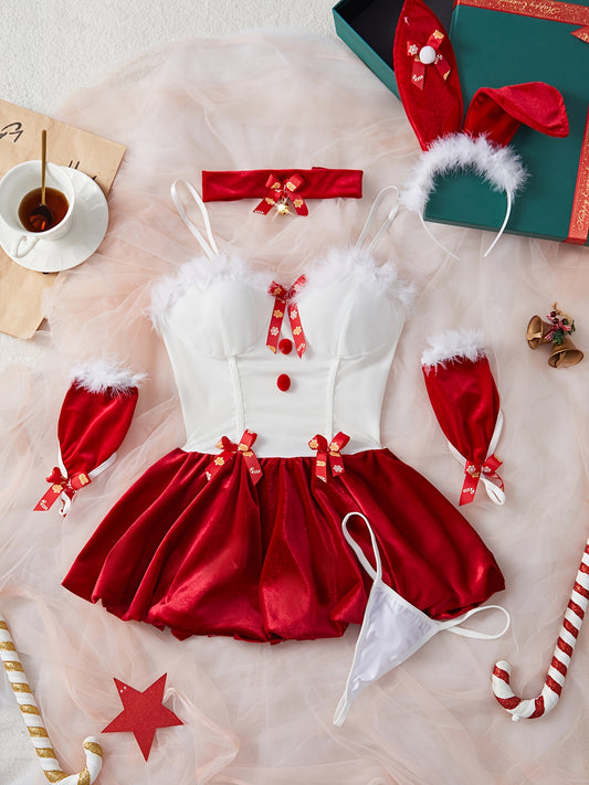 Sexy Lingerie Including Christmas Clothes, Headband, Neck Ring, Underwear And Gloves, Lingerie for Women, Sexy Lingerie for Women Plus Size, Corset Tops for Women