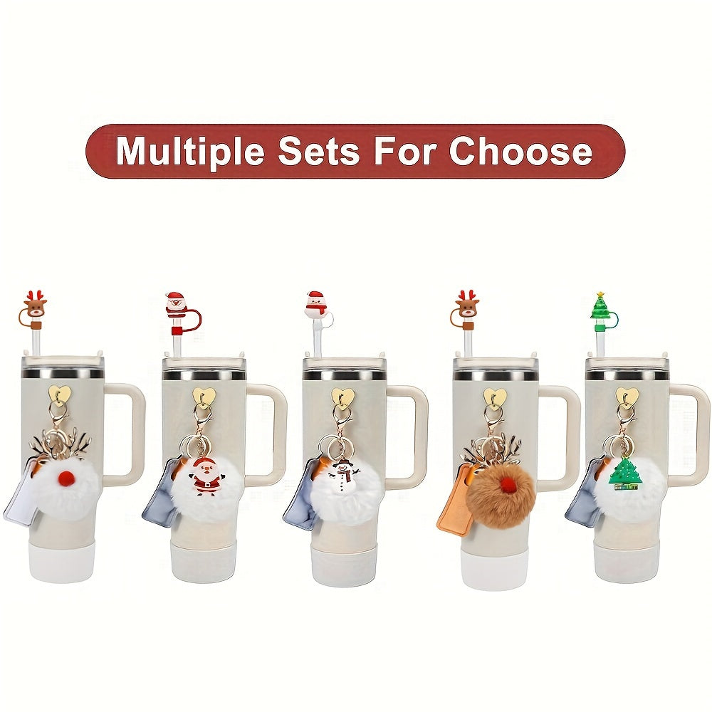 5pcs Christmas Accessories Set for Tumbler Cup - Silicone Straw Cover, Cup Boot, Lipstick Holder, Charms for 40oz & 30oz Tumblers - Ideal for Women, Perfect for Christmas, Thanksgiving, Valentine'S Day, Mother'S Day