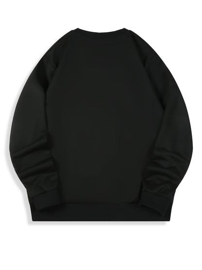 Men's Christmas Santa Claus & Reindeer Print Sweater, Oversized Round Neck Casual Pullover, 'Merry Christmas' Lettering Loose Fit Winter Warmth, Machine Washable Holiday Party Outfit, Christmas Clothes Festive Clothing