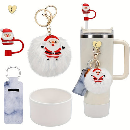 5pcs Christmas Accessories Set for Tumbler Cup - Silicone Straw Cover, Cup Boot, Lipstick Holder, Charms for 40oz & 30oz Tumblers - Ideal for Women, Perfect for Christmas, Thanksgiving, Valentine'S Day, Mother'S Day