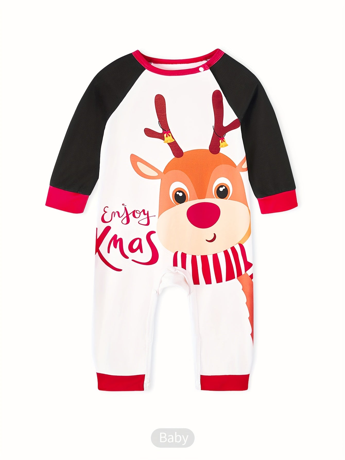 MOSSRIVER Christmas Pajamas Family Matching Soft Reindeer Print Set - Cozy Long Sleeve & Pants, Red & Plaid Design with Santa & Reindeer, Perfect for Celebrations, All-Season Comfort, Christmas Clothes, Festive, Playful Desig