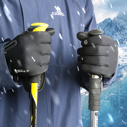 1 Pair of Autumn/Winter Fashion Men's Gloves - Windproof, Anti-Slip, Warm Cycling Sports Gloves, Suitable for Fishing, Driving, Skiing - Polyester Knit Fabric, Hand Wash, Halloween, Christmas Accessories, Best Holiday Gift