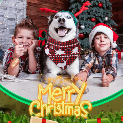 60pcs Christmas Snowflake Plaid Dog Bandanas Bulk Holiday Dog Scarf Bibs Puppy Bandanas Adjustable Washable Kerchief PET Costume Accessories Grooming Supplies for Small to Large Cats Dogs, Festive Pet Wear, Seasonal Pet Fashi
