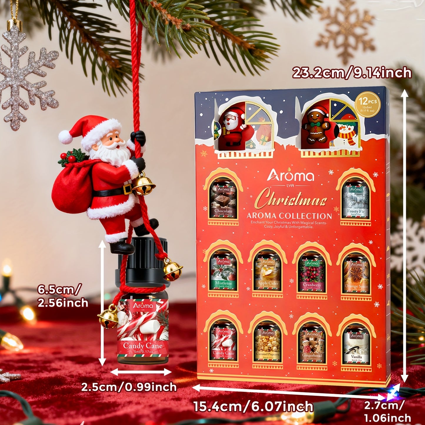 12*0.17oz Christmas Essential Oil Set - Christmas Wreath, Gingerbread, Cinnamon, Harvest Spices, Cedarwood, Peppermint - Air Freshener, Humidifier Supplies, Home Fragrance, Holiday Decor, Christmas Gift Set, Local Warehouse,