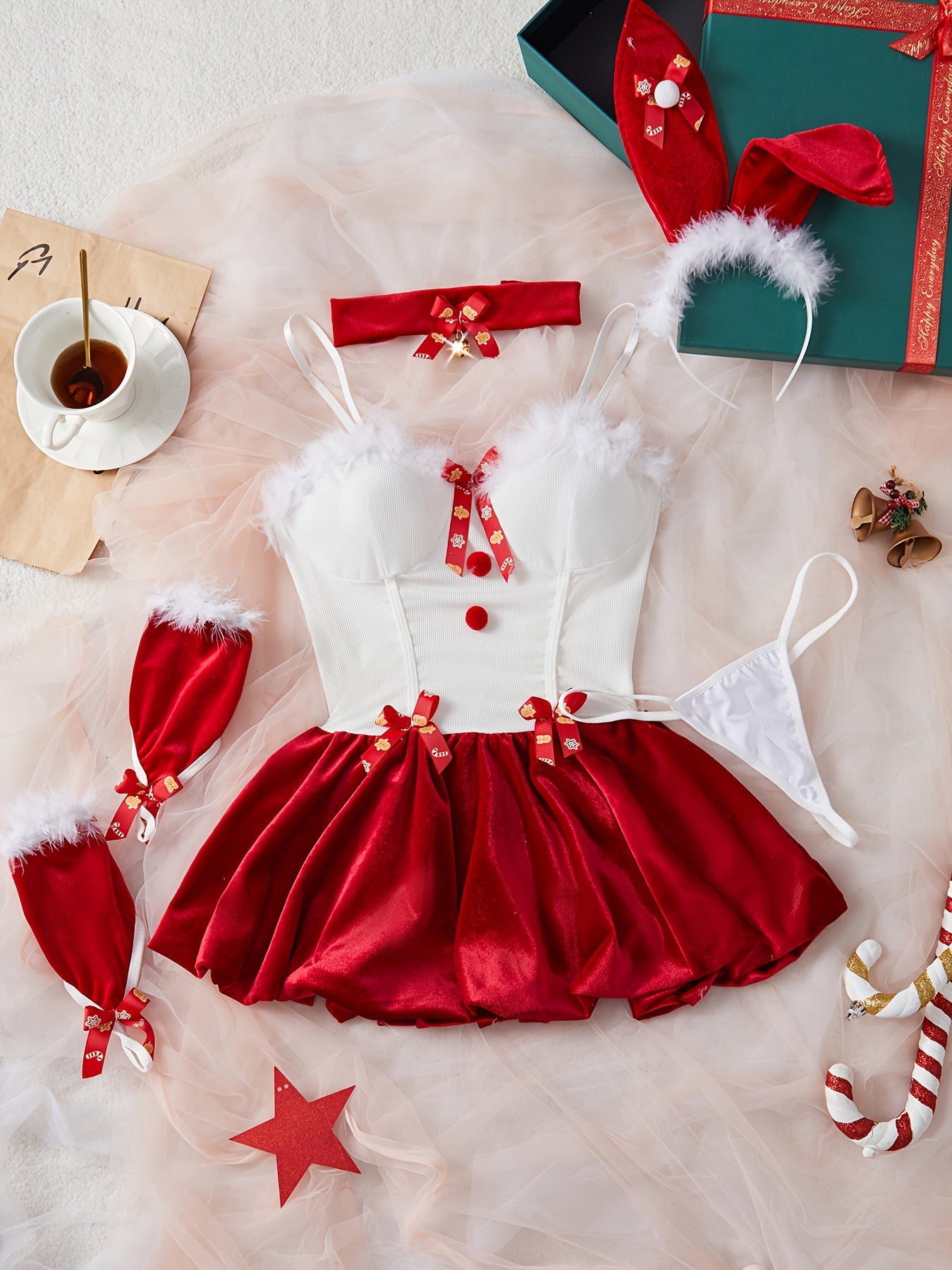 Sexy Lingerie Including Christmas Clothes, Headband, Neck Ring, Underwear And Gloves, Lingerie for Women, Sexy Lingerie for Women Plus Size, Corset Tops for Women