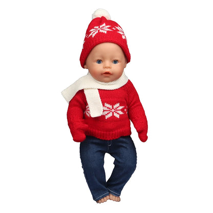 Christmas Doll Clothes Suit For American 18 Inch Girl Doll Cute Outfit Dress Seet For 43Cm Baby New Born&Our generation Doll Toy