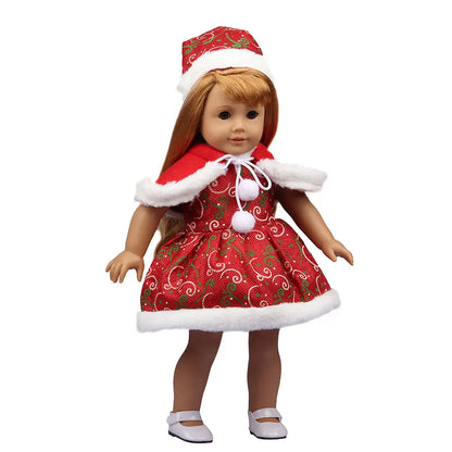 Christmas Doll Clothes Suit For American 18 Inch Girl Doll Cute Outfit Dress Seet For 43Cm Baby New Born&Our generation Doll Toy