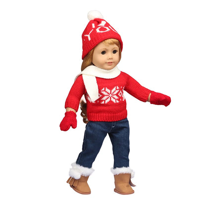 Christmas Doll Clothes Suit For American 18 Inch Girl Doll Cute Outfit Dress Seet For 43Cm Baby New Born&Our generation Doll Toy