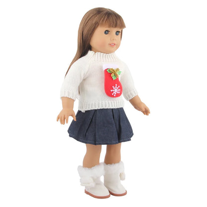 Christmas Doll Clothes Suit For American 18 Inch Girl Doll Cute Outfit Dress Seet For 43Cm Baby New Born&Our generation Doll Toy