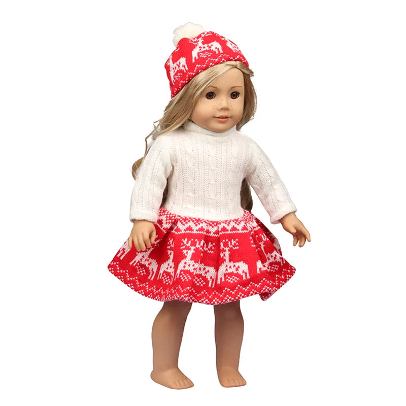 Christmas Doll Clothes Suit For American 18 Inch Girl Doll Cute Outfit Dress Seet For 43Cm Baby New Born&Our generation Doll Toy