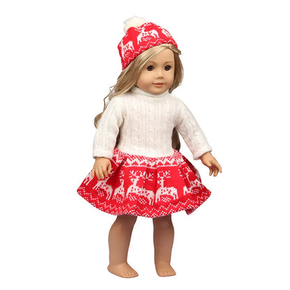 Christmas Doll Clothes Suit For American 18 Inch Girl Doll Cute Outfit Dress Seet For 43Cm Baby New Born&Our generation Doll Toy