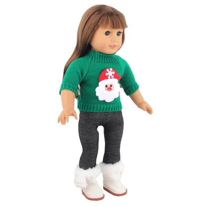 Christmas Doll Clothes Suit For American 18 Inch Girl Doll Cute Outfit Dress Seet For 43Cm Baby New Born&Our generation Doll Toy