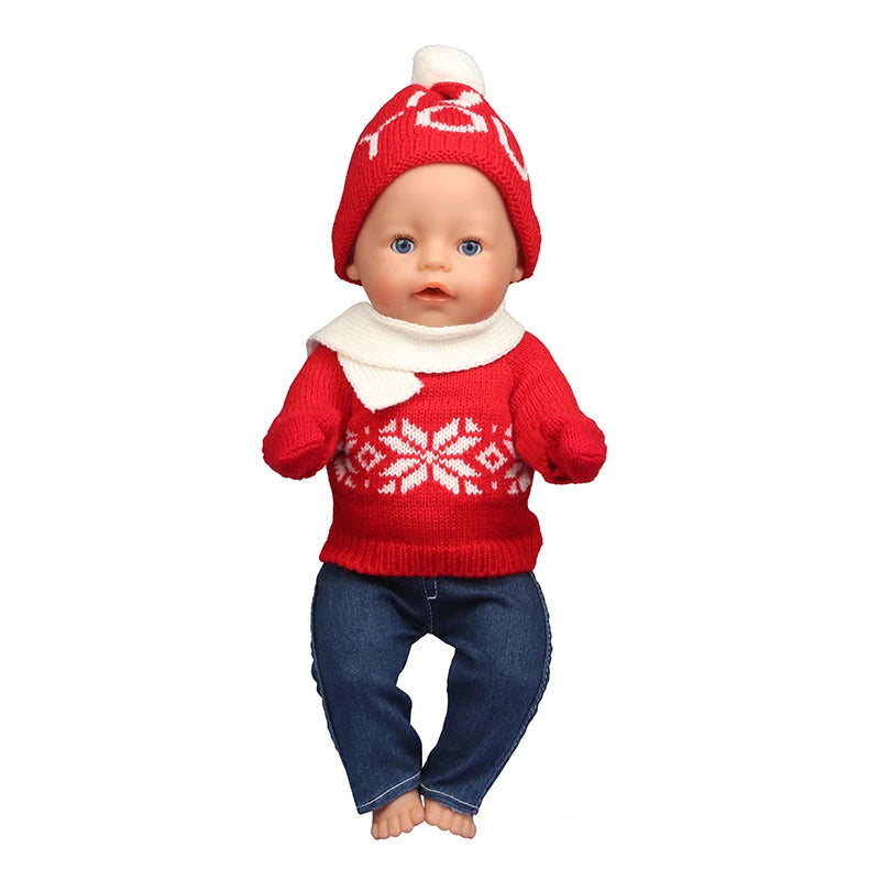Christmas Doll Clothes Suit For American 18 Inch Girl Doll Cute Outfit Dress Seet For 43Cm Baby New Born&Our generation Doll Toy