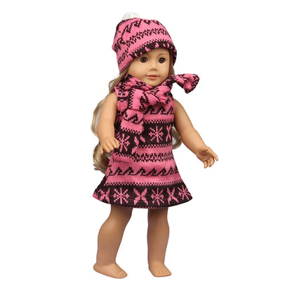 Christmas Doll Clothes Suit For American 18 Inch Girl Doll Cute Outfit Dress Seet For 43Cm Baby New Born&Our generation Doll Toy