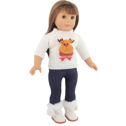 Christmas Doll Clothes Suit For American 18 Inch Girl Doll Cute Outfit Dress Seet For 43Cm Baby New Born&Our generation Doll Toy