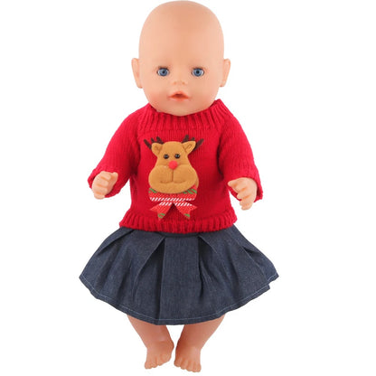 Christmas Doll Clothes Suit For American 18 Inch Girl Doll Cute Outfit Dress Seet For 43Cm Baby New Born&Our generation Doll Toy