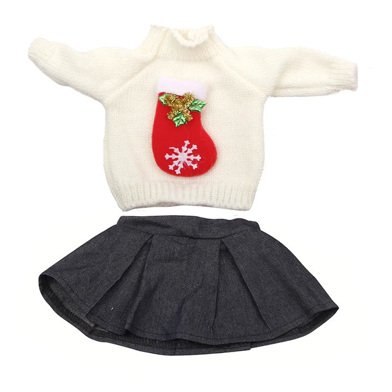 Christmas Doll Clothes Suit For American 18 Inch Girl Doll Cute Outfit Dress Seet For 43Cm Baby New Born&Our generation Doll Toy