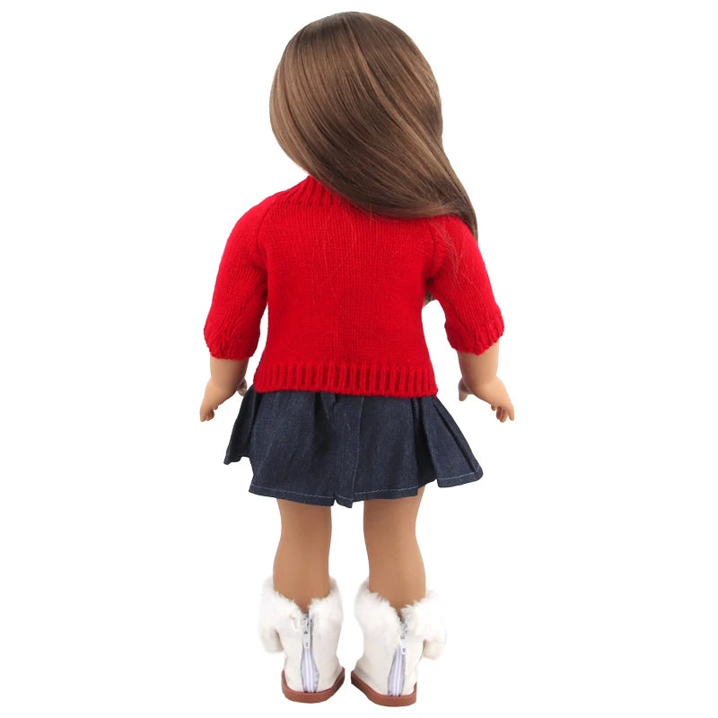 Christmas Doll Clothes Suit For American 18 Inch Girl Doll Cute Outfit Dress Seet For 43Cm Baby New Born&Our generation Doll Toy