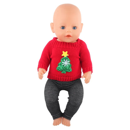 Christmas Doll Clothes Suit For American 18 Inch Girl Doll Cute Outfit Dress Seet For 43Cm Baby New Born&Our generation Doll Toy