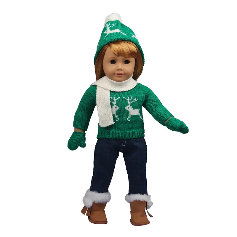 Christmas Doll Clothes Suit For American 18 Inch Girl Doll Cute Outfit Dress Seet For 43Cm Baby New Born&Our generation Doll Toy