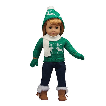 Christmas Doll Clothes Suit For American 18 Inch Girl Doll Cute Outfit Dress Seet For 43Cm Baby New Born&Our generation Doll Toy