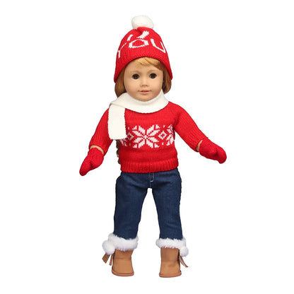 Christmas Doll Clothes Suit For American 18 Inch Girl Doll Cute Outfit Dress Seet For 43Cm Baby New Born&Our generation Doll Toy