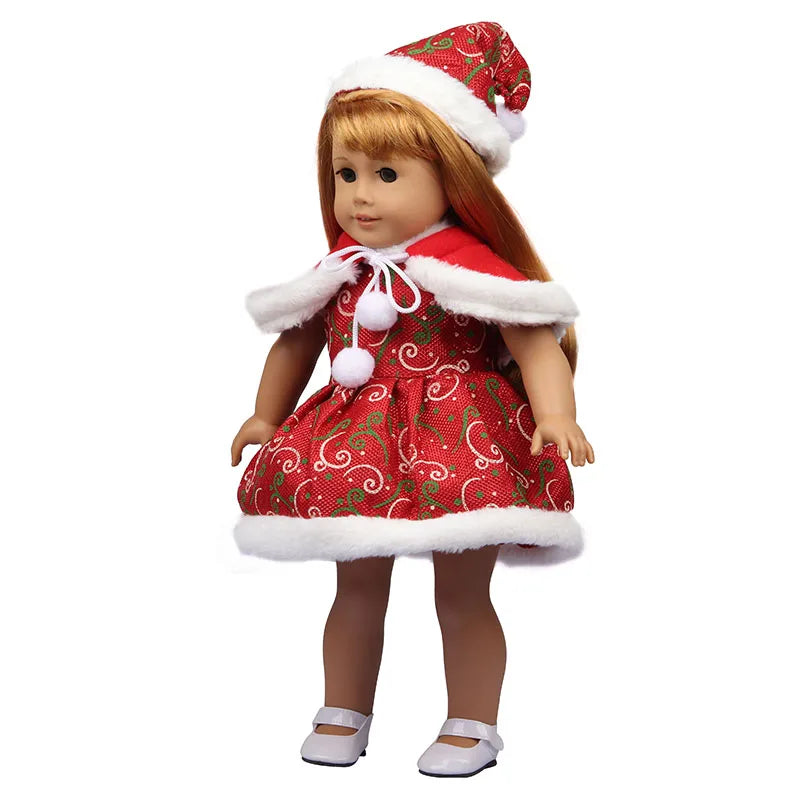 Christmas Doll Clothes Suit For American 18 Inch Girl Doll Cute Outfit Dress Seet For 43Cm Baby New Born&Our generation Doll Toy