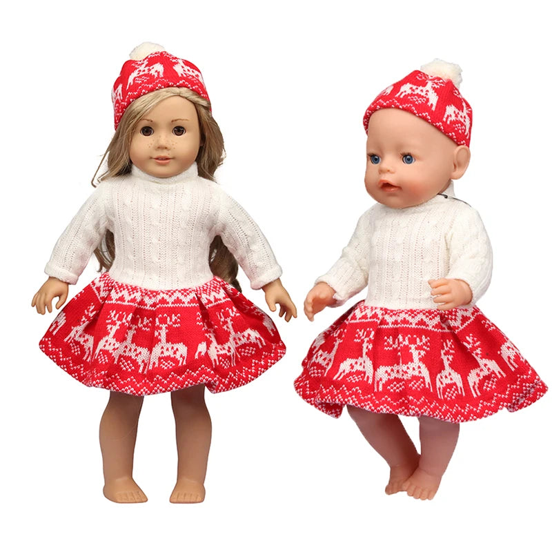 Christmas Doll Clothes Suit For American 18 Inch Girl Doll Cute Outfit Dress Seet For 43Cm Baby New Born&Our generation Doll Toy