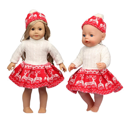 Christmas Doll Clothes Suit For American 18 Inch Girl Doll Cute Outfit Dress Seet For 43Cm Baby New Born&Our generation Doll Toy