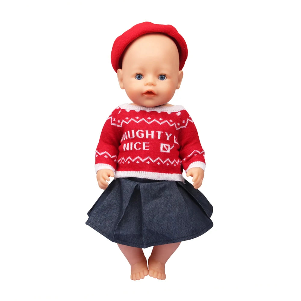 Christmas Doll Clothes Suit For American 18 Inch Girl Doll Cute Outfit Dress Seet For 43Cm Baby New Born&Our generation Doll Toy