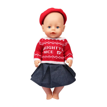 Christmas Doll Clothes Suit For American 18 Inch Girl Doll Cute Outfit Dress Seet For 43Cm Baby New Born&Our generation Doll Toy