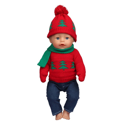 Christmas Doll Clothes Suit For American 18 Inch Girl Doll Cute Outfit Dress Seet For 43Cm Baby New Born&Our generation Doll Toy