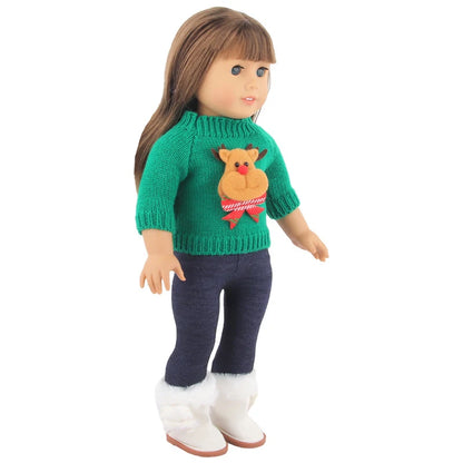 Christmas Doll Clothes Suit For American 18 Inch Girl Doll Cute Outfit Dress Seet For 43Cm Baby New Born&Our generation Doll Toy