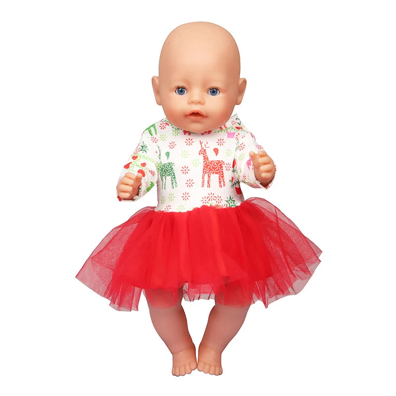 Christmas Doll Clothes Suit For American 18 Inch Girl Doll Cute Outfit Dress Seet For 43Cm Baby New Born&Our generation Doll Toy