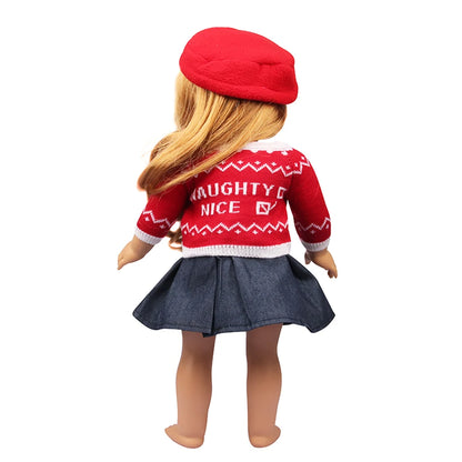 Christmas Doll Clothes Suit For American 18 Inch Girl Doll Cute Outfit Dress Seet For 43Cm Baby New Born&Our generation Doll Toy