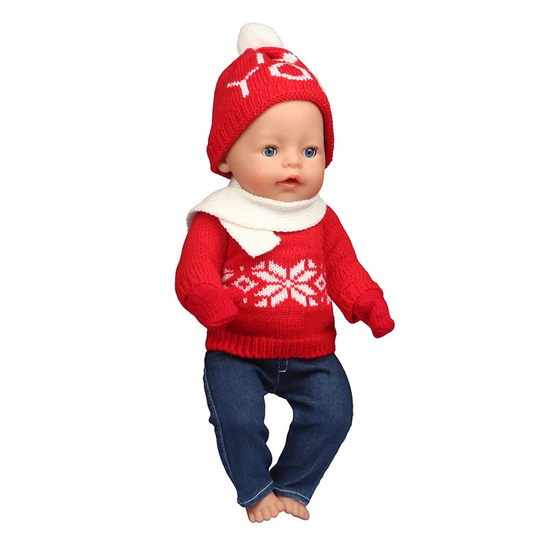 Christmas Doll Clothes Suit For American 18 Inch Girl Doll Cute Outfit Dress Seet For 43Cm Baby New Born&Our generation Doll Toy